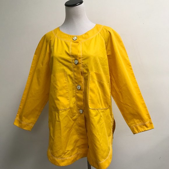 Courreges vintage yellow cotton pants suit France 36 pants Jacket 42 bust - Picture 2 of 15